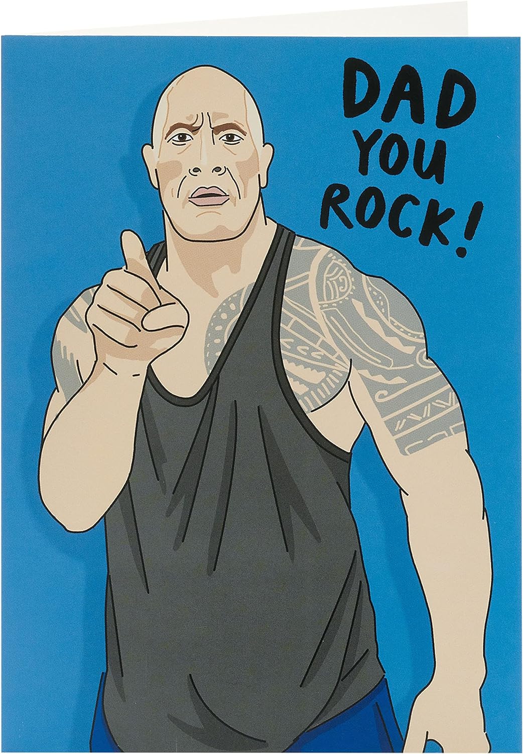 Father's Day greeting card featuring The Rock design, suitable for dads, with bold graphics and celebratory message from UK Greetings.