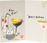 Celebration-themed greeting card featuring champagne bottles and balloons, perfect for birthday wishes from UK Greetings.
