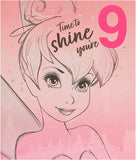 Tinker Bell 9th birthday greeting card by UK Greetings featuring a magical fairy design on the front.