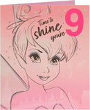 Tinker Bell 9th birthday greeting card by UK Greetings featuring magical fairy design and colorful birthday theme.