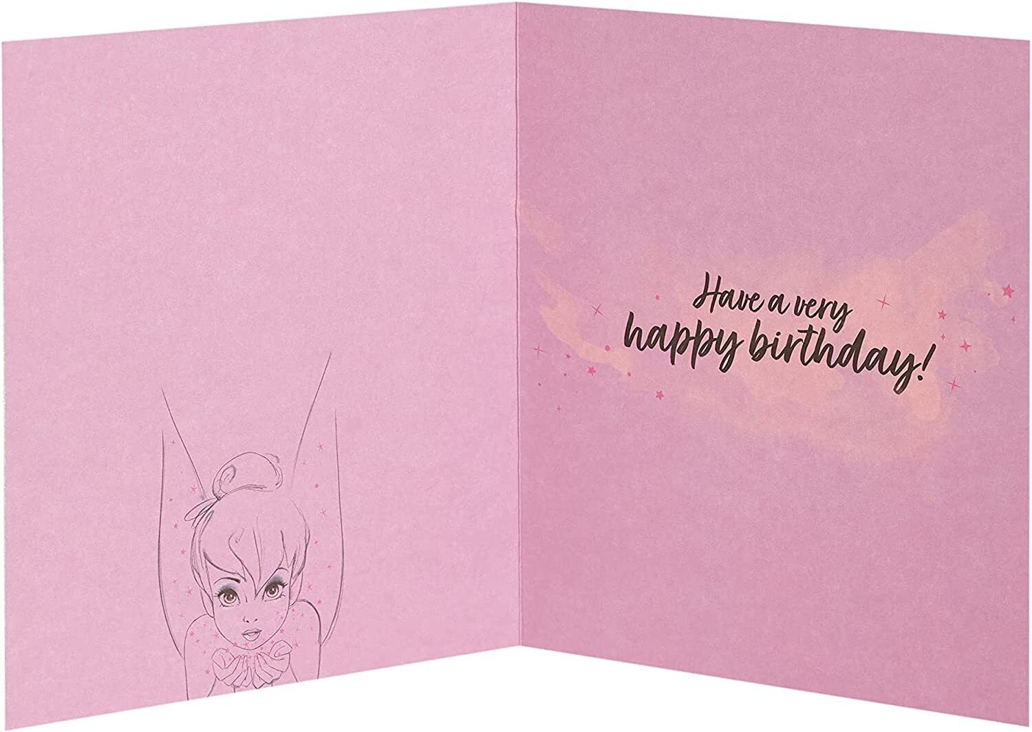 Tinker Bell 9th birthday magic greeting card from UK Greetings, featuring Tinker Bell and magical design elements.