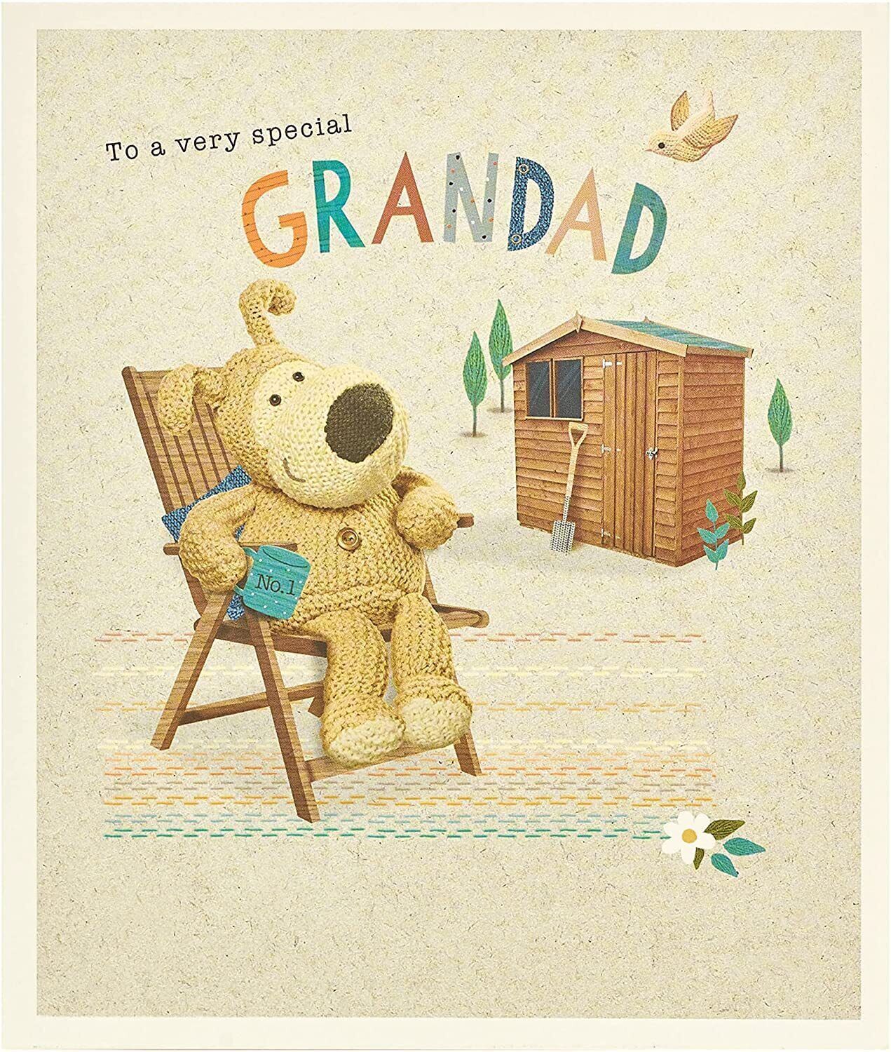 Greeting card featuring Boofle design for a very special grandad's birthday, with colorful and cheerful artwork from UK Greetings.
