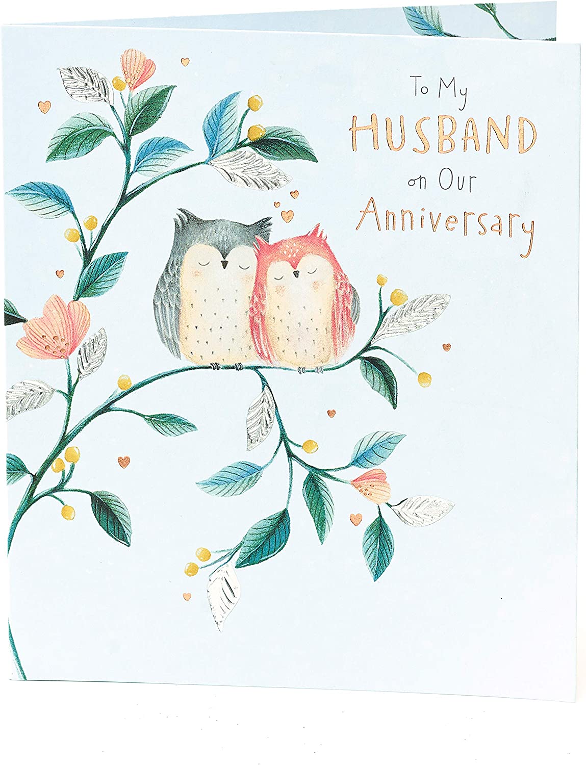 Foil romance anniversary greeting card for husband with heartfelt message, featuring elegant design from UK Greetings.