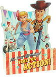 Toy Story Woody pop-up birthday greeting card with character design and colorful illustrations inside.