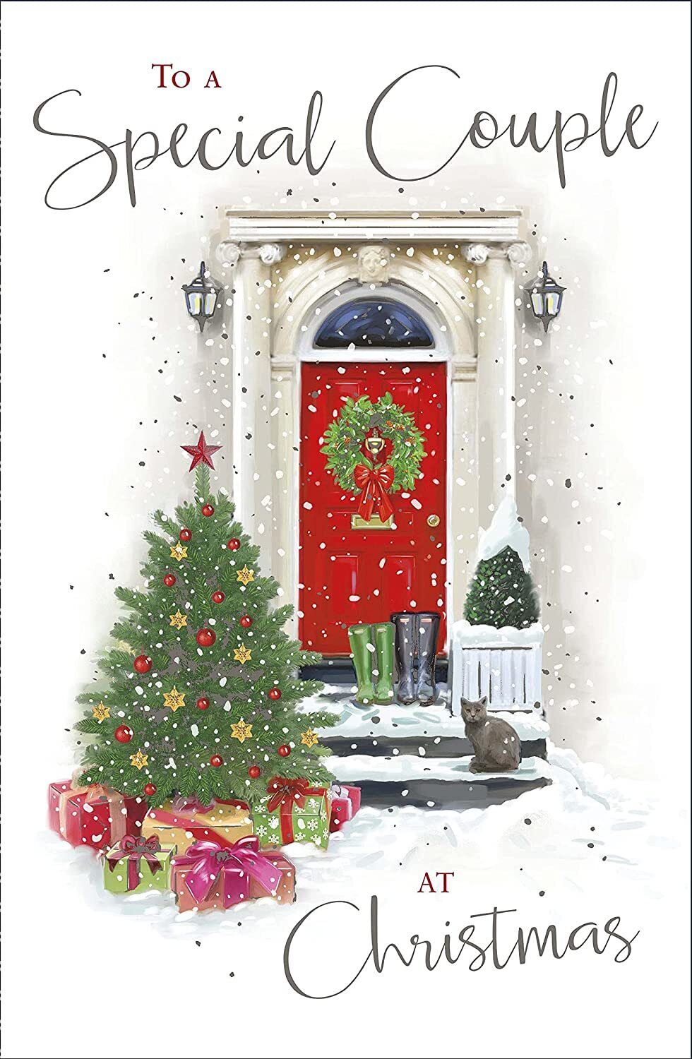 Traditional foiled Christmas greeting card for a special couple, featuring festive holiday designs by UK Greetings.
