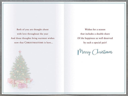Traditional foiled Christmas greeting card for a special couple, featuring festive holiday design by UK Greetings.