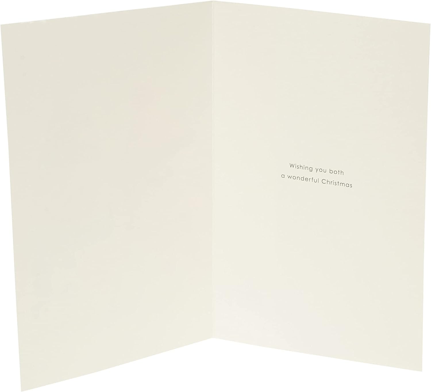 Two snowmen Christmas greeting card by UK Greetings, featuring festive winter scene and holiday message on the front.