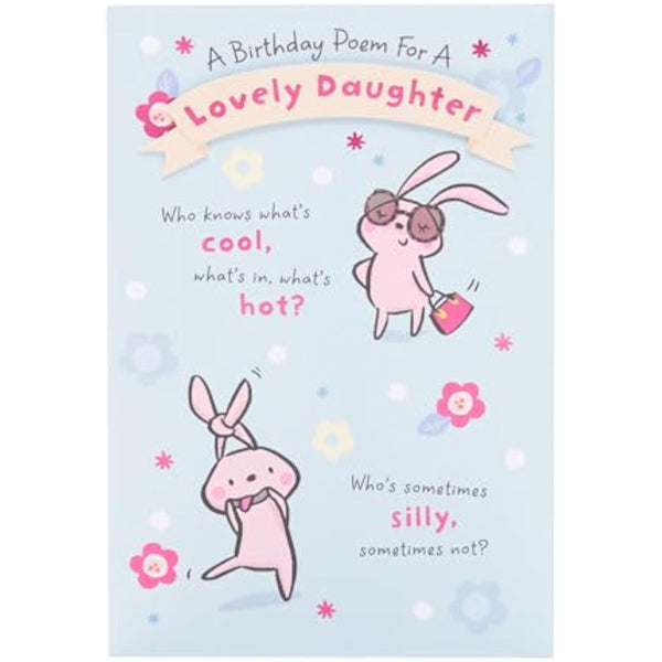 UK Greetings birthday greeting card for daughter featuring a pop-up design and heartfelt poem inside.