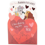 UK Greetings Disney Lady & The Tramp anniversary greeting card with a stunning pop-up design for him or her.
