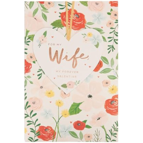 UK Greetings Valentine's Day greeting card for wife with a bright floral design, featuring colorful flowers and heartfelt message.