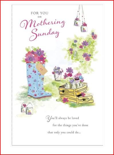 UK Greetings Mothering Sunday greeting card featuring floral design and heartfelt message for celebrating Mother's Day.