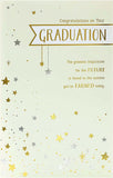 University graduation greeting card from UK Greetings featuring a congratulatory message and well done design with celebratory elements.