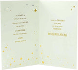 University graduation greeting card by UK Greetings featuring congratulatory message and celebratory design.