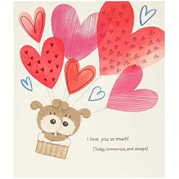 Valentine's Day greeting card for him or her with heart air balloon design and included envelope by UK Greetings.