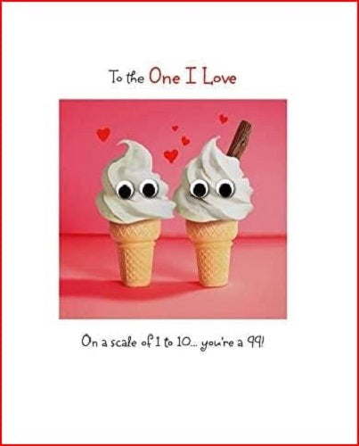 Valentine's Day greeting card featuring colorful ice cream cones with "I Love You" message by UK Greetings.