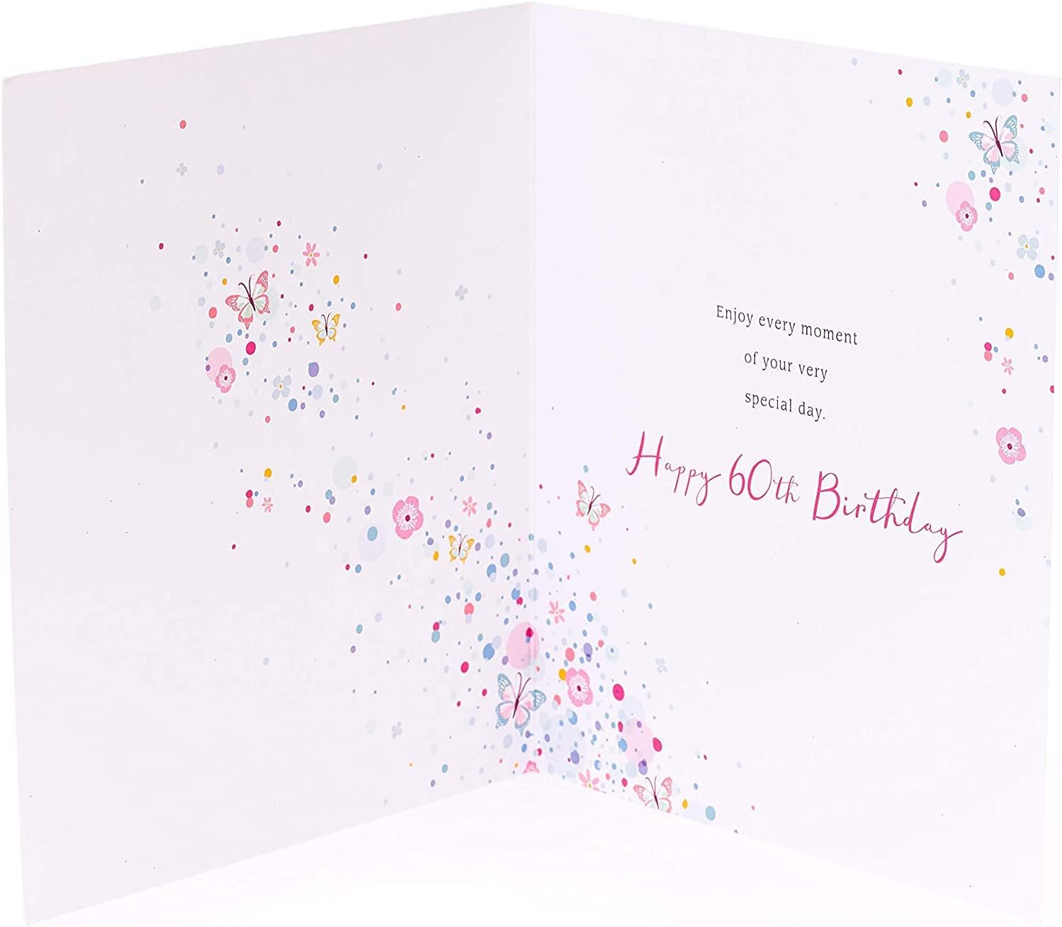 Vibrant 60th birthday foil butterfly greeting card with colorful butterfly design by UK Greetings.