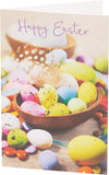 Set of five vibrant Easter Egg Wishes greeting cards by UK Greetings featuring colorful spring designs and cheerful holiday messages.