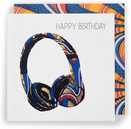 Colorful birthday greeting card featuring musical and dancing illustrations, perfect for celebrating with a joyful UK Greetings design.
