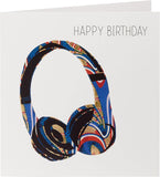 Vibrant music and dance-themed happy birthday greeting card by UK Greetings with colorful, cheerful design.
