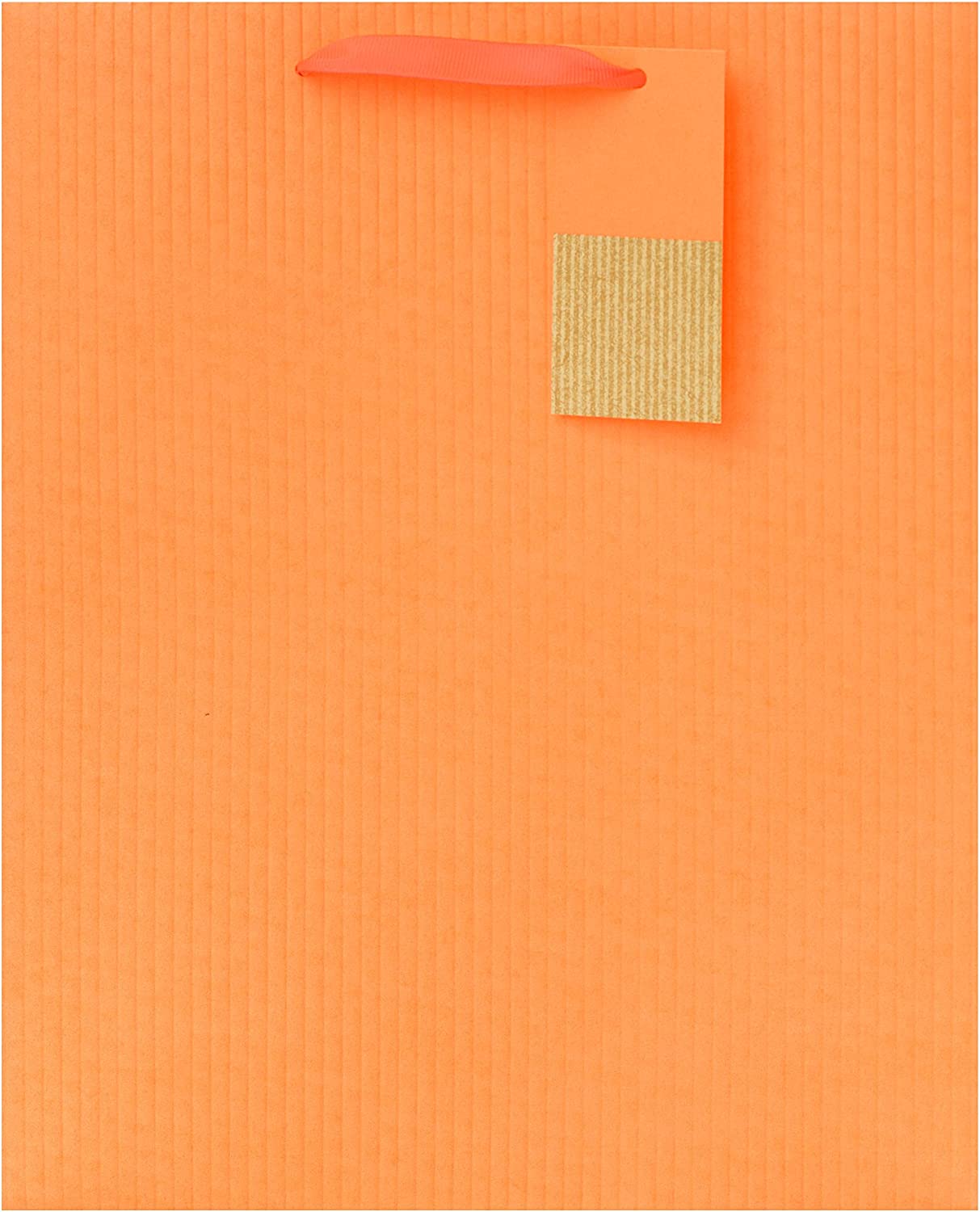 Large vivid orange gift bag with greeting card from UK Greetings, featuring colorful floral design and sturdy handles.