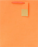 Large vivid orange gift bag with greeting card from UK Greetings, featuring colorful floral design and sturdy handles.