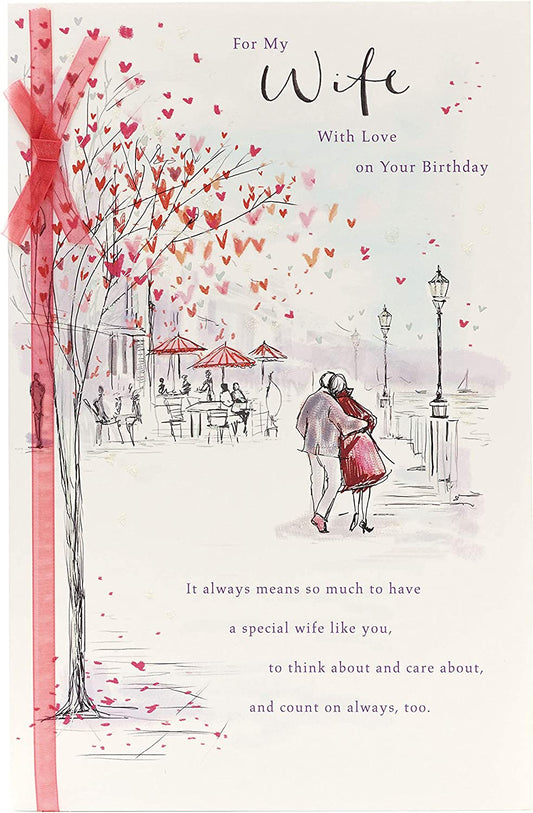 Luxury birthday greeting card for wife featuring a scenic riverside design by UK Greetings.