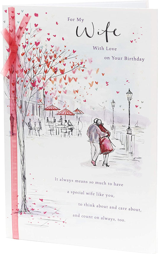 Luxury greeting card for wife featuring a riverside scene, perfect for a birthday from UK Greetings.