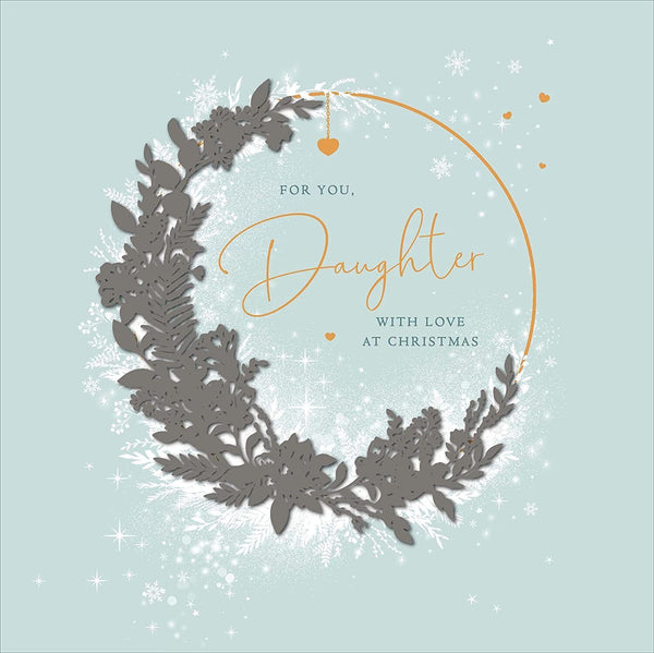 Watercolour wreath daughter Christmas greeting card featuring festive floral design by UK Greetings.
