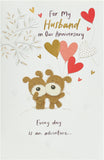 Wedding anniversary greeting card for husband by UK Greetings featuring a lovely design, with romantic floral artwork and heartfelt message.