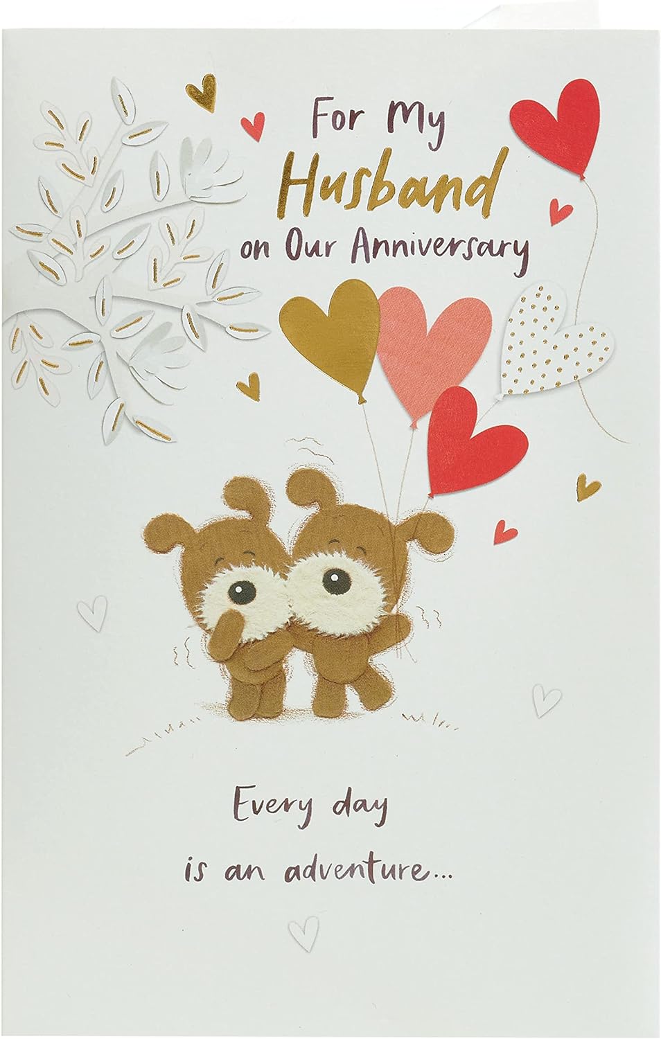 Wedding anniversary greeting card for husband with a lovely design, by UK Greetings, featuring floral and romantic elements.