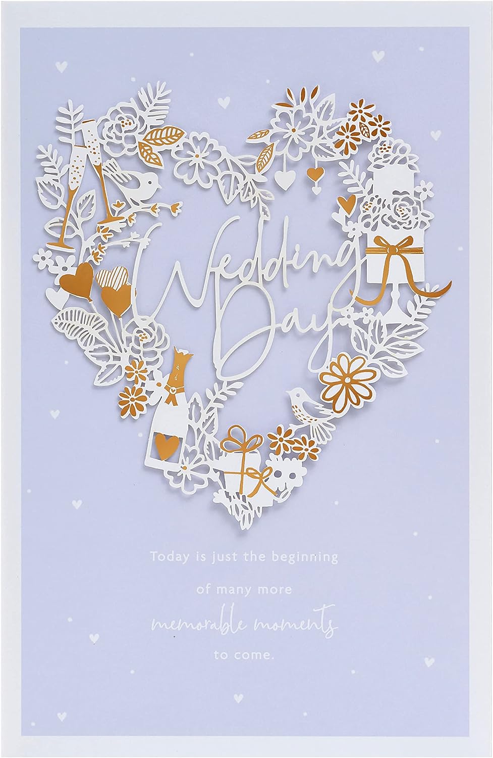 Pale blue wedding greeting card for him, her, or friend with elegant design, by UK Greetings, featuring heartfelt message inside.