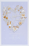 Pale blue wedding greeting card for him, her, or friend with elegant design, by UK Greetings, featuring heartfelt message inside.