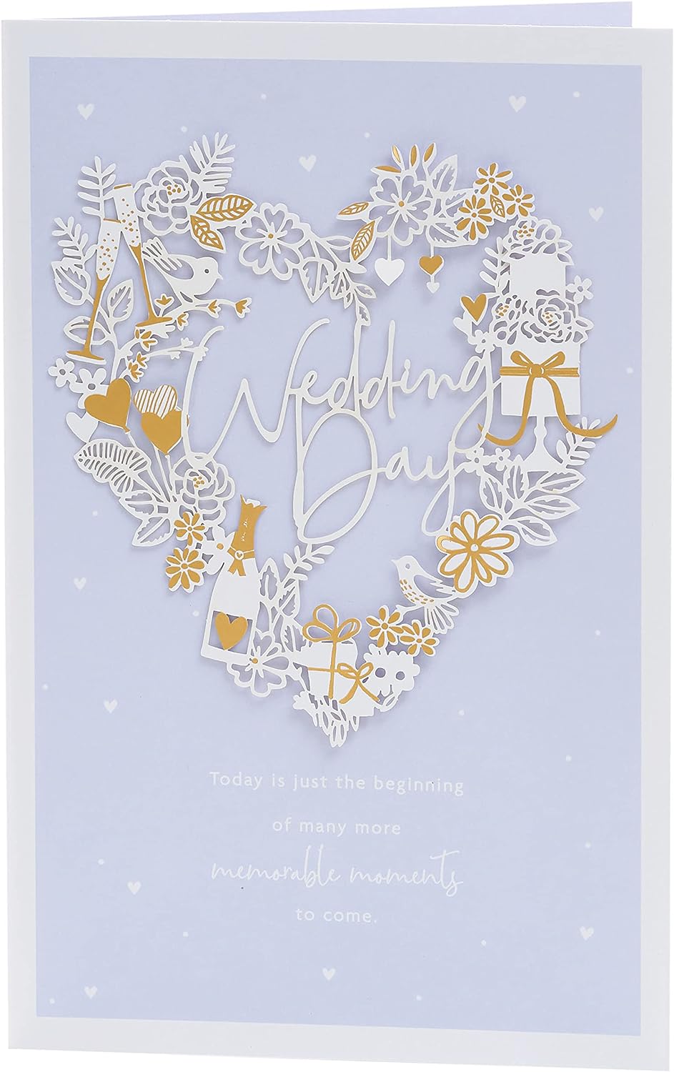 Pale blue wedding greeting card for him, her, or friends with elegant floral design by UK Greetings.