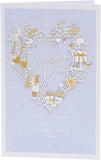 Pale blue wedding greeting card for him, her, or friends with elegant floral design by UK Greetings.