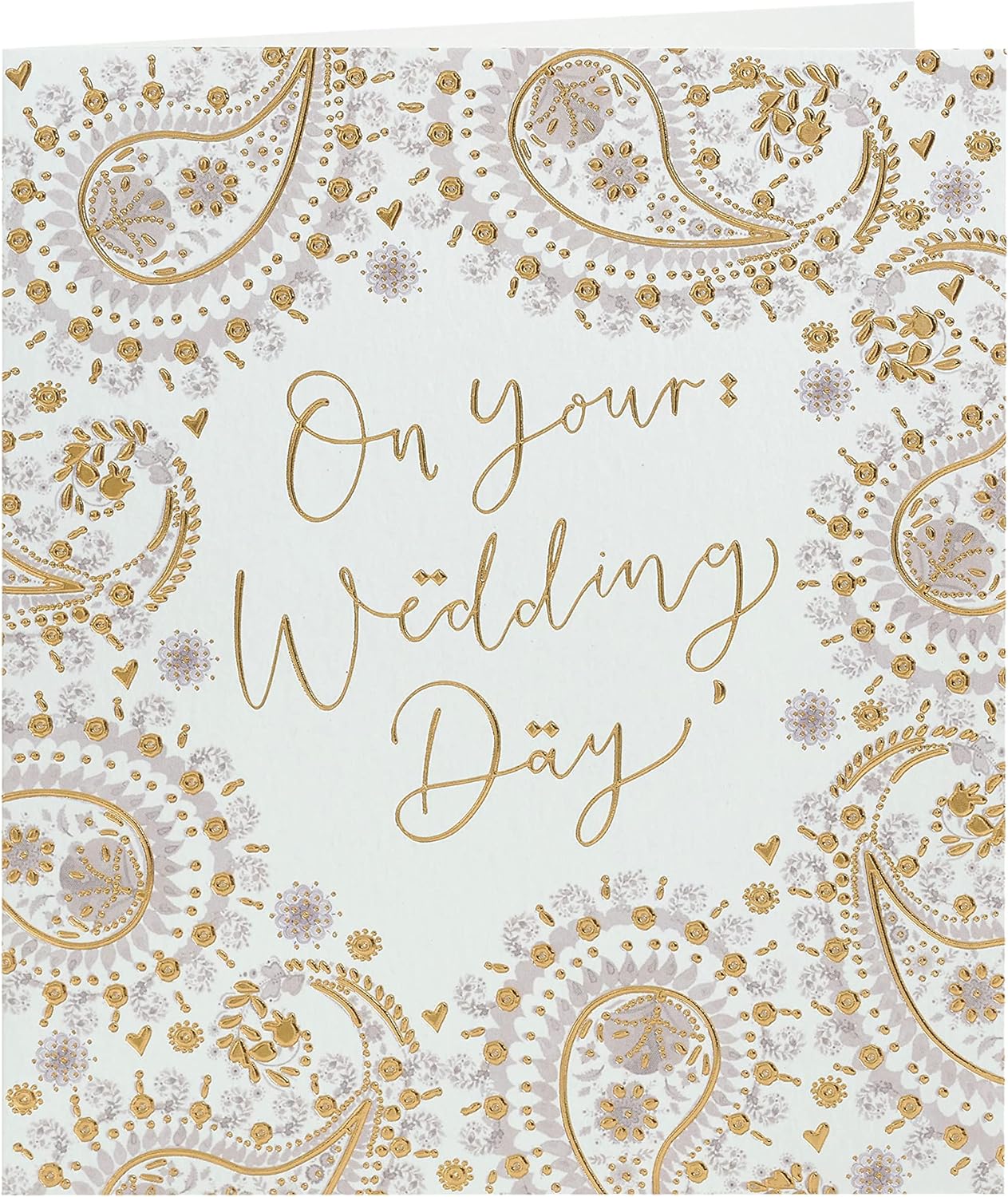 Wedding greeting card for him, her, or friend with patterned design from UK Greetings, featuring elegant and colorful wedding-themed artwork.