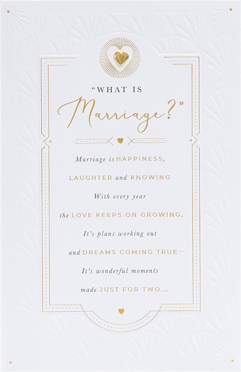Poetic wedding greeting card for him, her, or friend by UK Greetings featuring elegant floral design and heartfelt message.