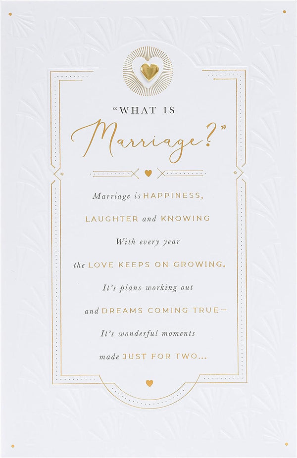 Poetic wedding greeting card for him, her, or friend by UK Greetings featuring elegant floral design and heartfelt message.