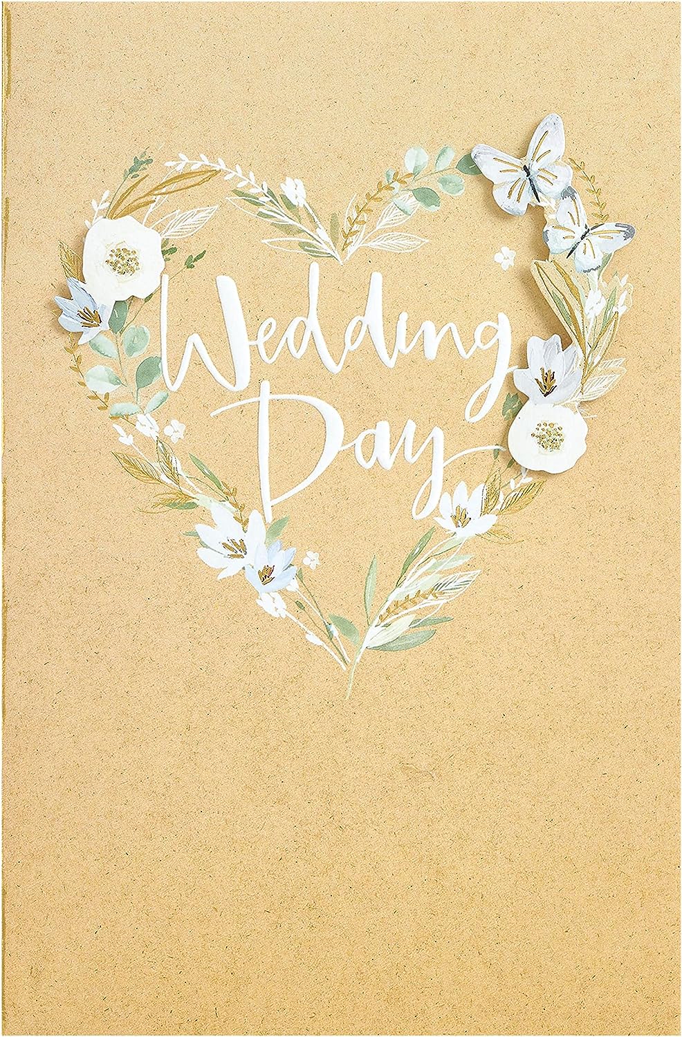 White wedding greeting card with elegant flower design, suitable for him, her, or a friend, by UK Greetings.