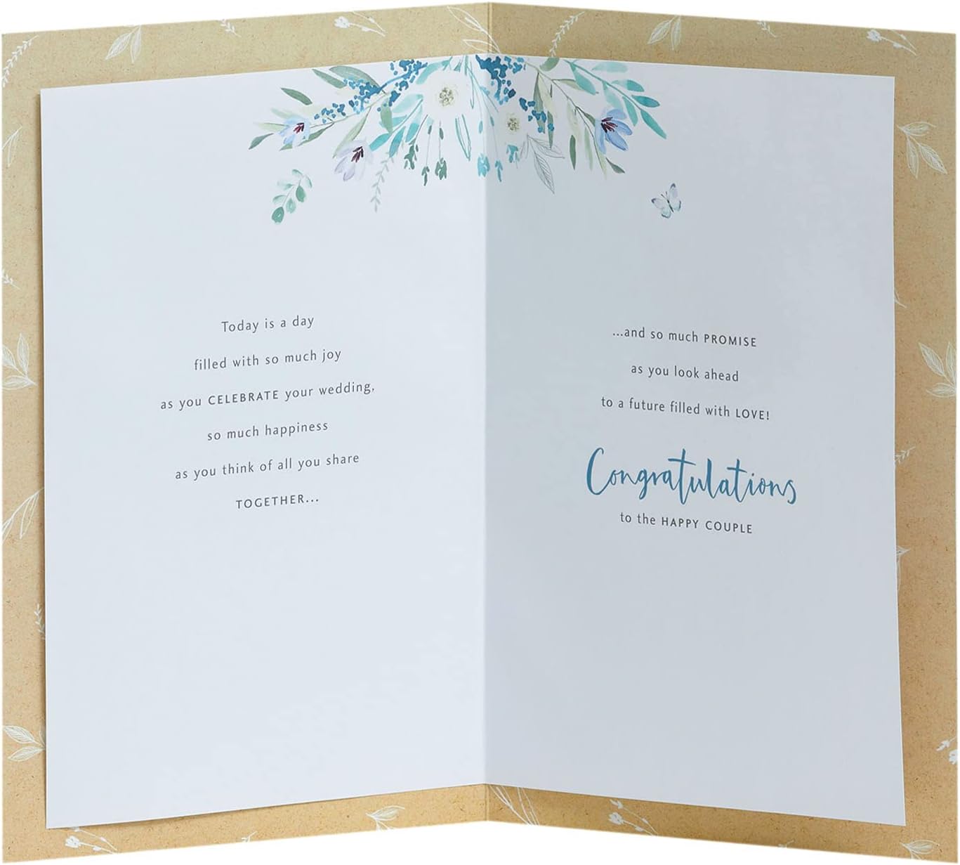 White wedding greeting card with floral design for him, her, or friends, by UK Greetings, featuring elegant flower artwork.