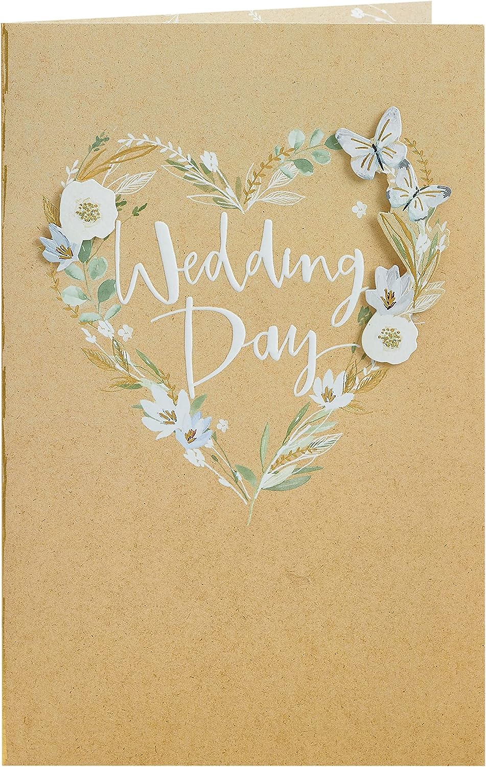 White wedding greeting card with elegant flower design for him, her, or friend by UK Greetings, featuring a delicate floral pattern.