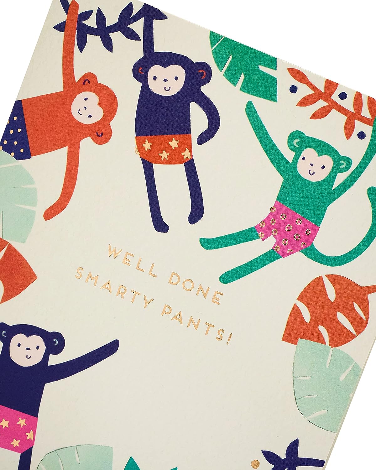 Well Done Monkey congratulations greeting card by UK Greetings featuring a cheerful monkey design for celebrating exam success.