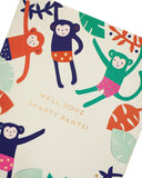 Well Done Monkey congratulations greeting card by UK Greetings featuring a cheerful monkey design for celebrating exam success.