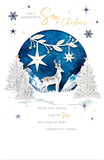 White and blue stag Christmas greeting card for a wonderful son, featuring festive holiday design by UK Greetings.