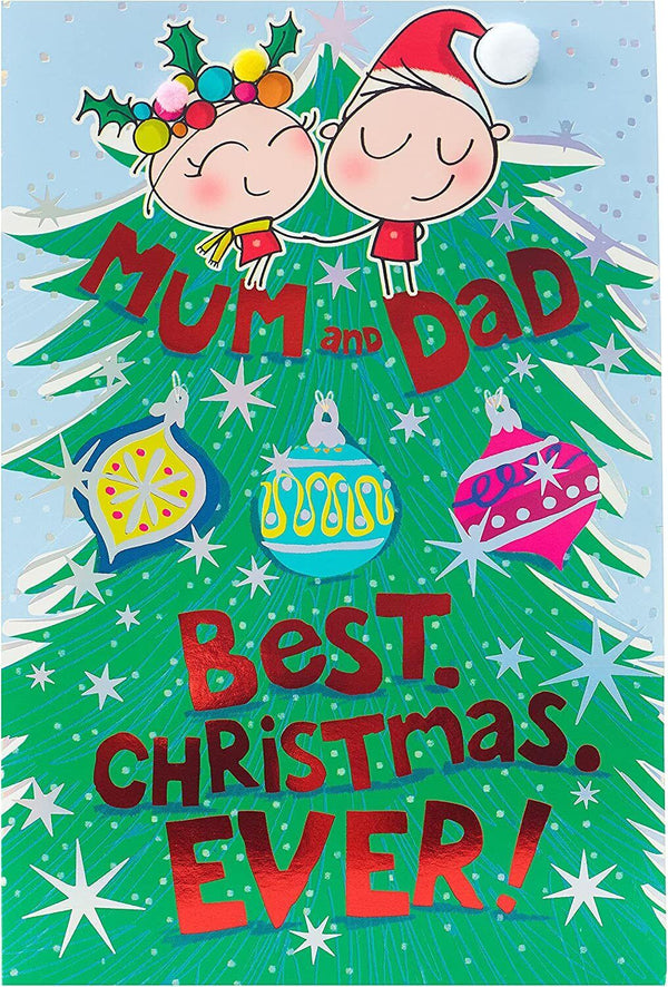 Wig Wam Mum and Dad Christmas greeting card by UK Greetings featuring festive holiday design and cheerful message.