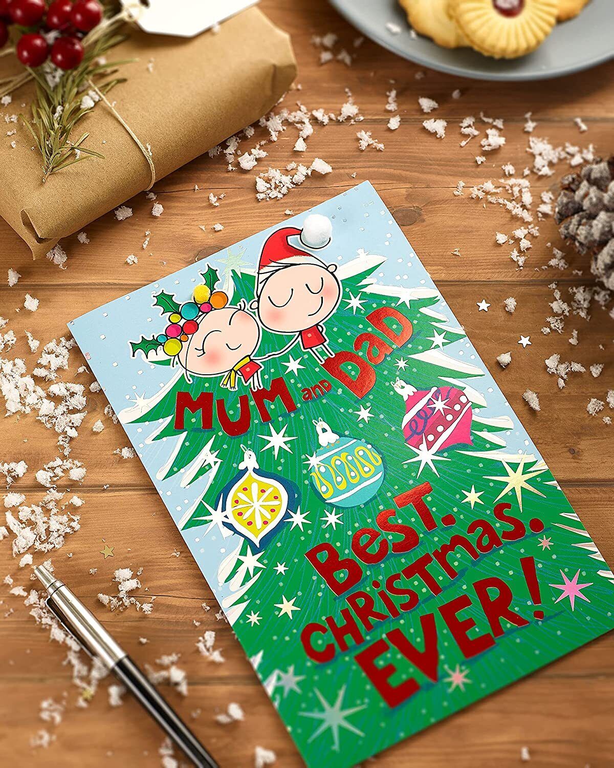 Wig Wam Mum and Dad Christmas Card by UK Greetings featuring festive holiday design and cheerful message.