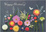 Embossed Wildflowers birthday greeting card with black background from UK Greetings, featuring floral design and elegant lettering.