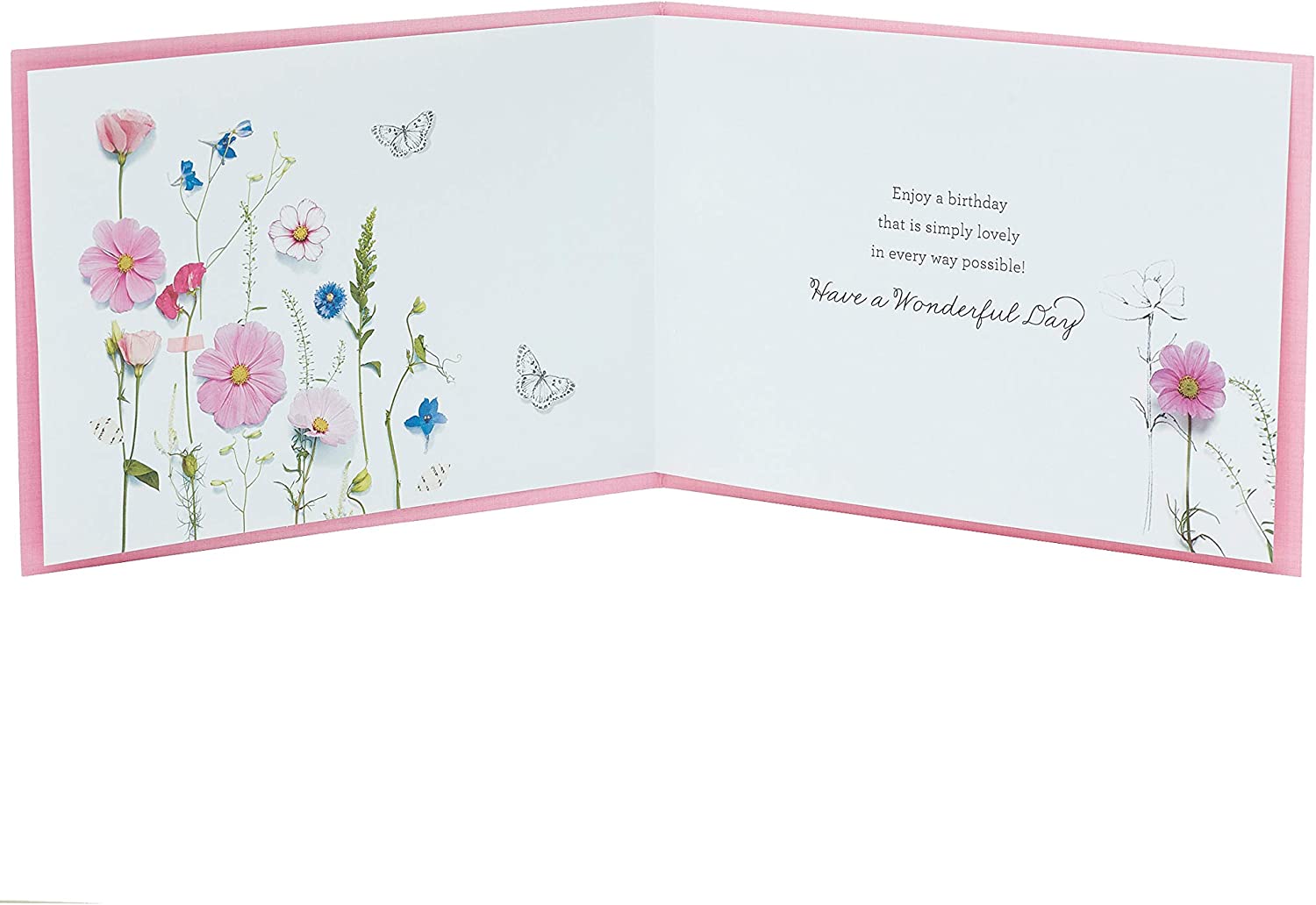 Embossed Wildflowers black background birthday greeting card by UK Greetings with colorful floral design.