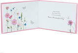 Embossed Wildflowers black background birthday greeting card by UK Greetings with colorful floral design.