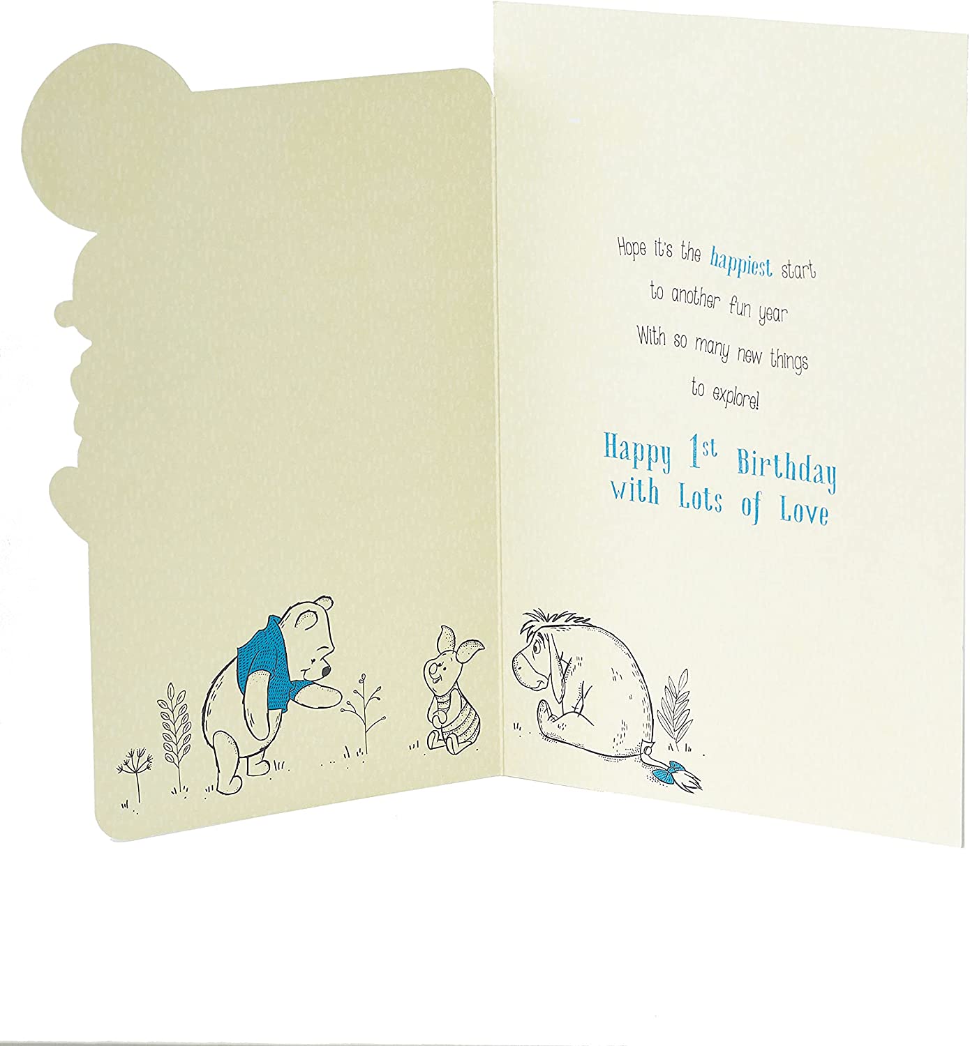 Winnie the Pooh 1st birthday greeting card for boys by UK Greetings featuring Winnie the Pooh illustration.