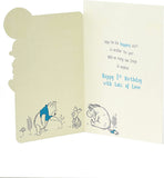 Winnie the Pooh 1st birthday greeting card for boys by UK Greetings featuring Winnie the Pooh illustration.